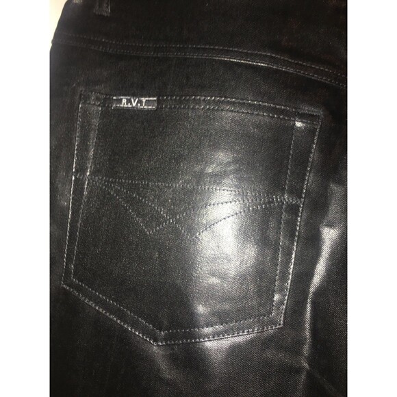 Vintage RVT Jeans Co Women's Plus Black Faux Bonded Hard Leather Pants Size 20 - Picture 8 of 9